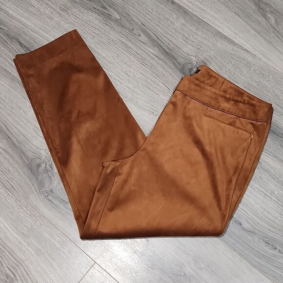 EUC LOFT Camel Microsuede Ankle Pants - Picture 1 of 8